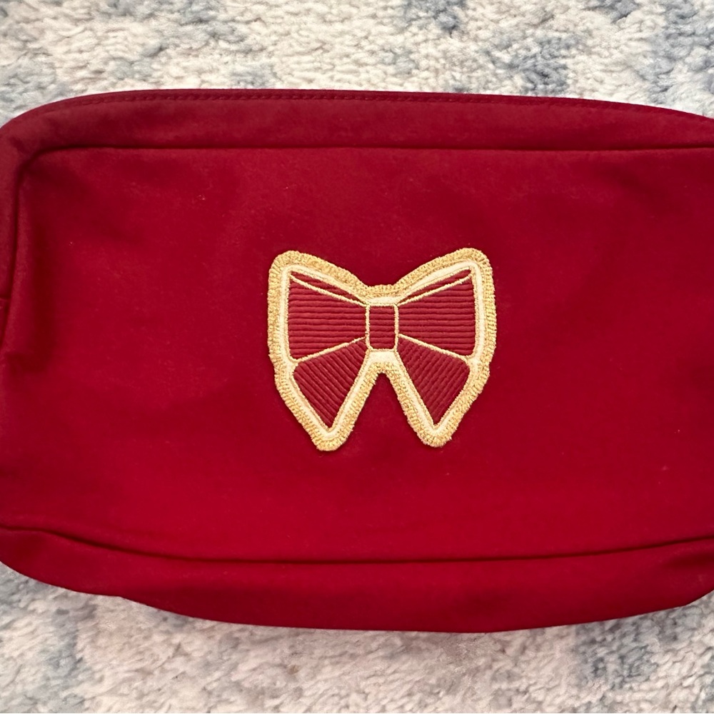 Stoney Clover Lane Burgundy Small Pouch w/ Embroidered Bow